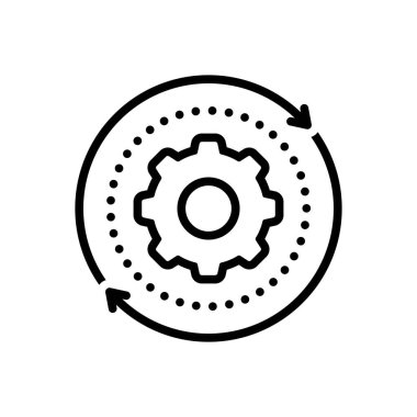 Eşzamanlama için siyah çizgi simgesi