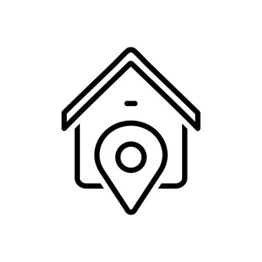Black line icon for address  clipart