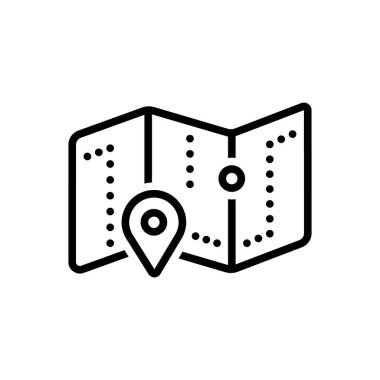 Black line icon for map  clipart