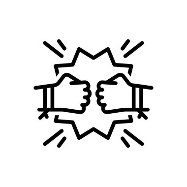 Dövüş oyunu için siyah çizgi simgesi