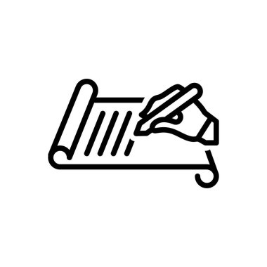 Black line icon for writing  clipart