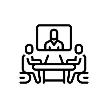 Toplantı için siyah çizgi simgesi 