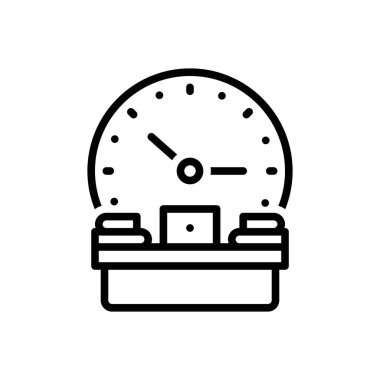 Zaman yönetimi için siyah çizgi simgesi