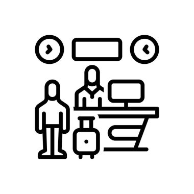 Çıkış için siyah çizgi simgesi 