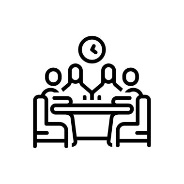 Toplantı için siyah çizgi simgesi 