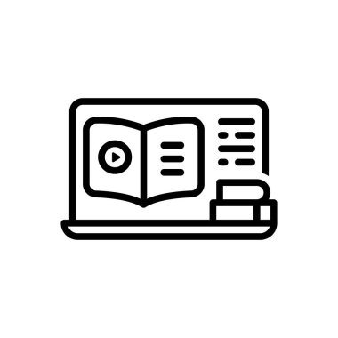 Öğrenme platformu için siyah çizgi simgesi