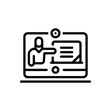 Çevrimiçi öğretim için siyah çizgi simgesi