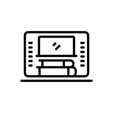 Çevrimiçi okul için siyah çizgi simgesi