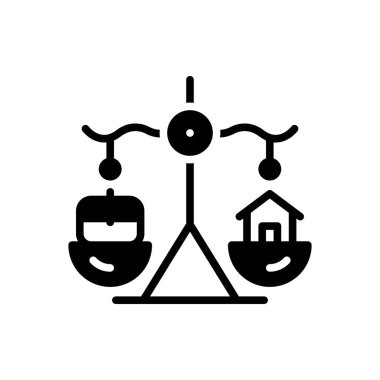 İş hayatı dengesi için siyah katı simge