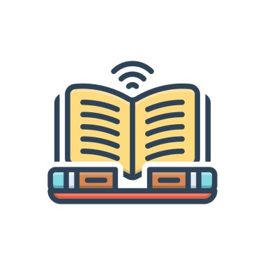 E- öğrenme için renk illüstrasyon simgesi