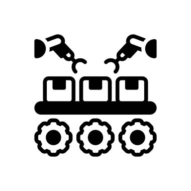 Üretim için siyah katı simge 