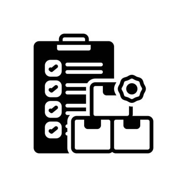 Kalite kontrolü için siyah katı simge