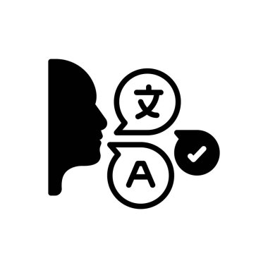 Black solid icon for pronunciation  clipart