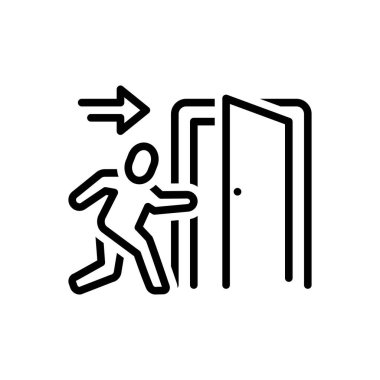 Black line icon for exit  clipart