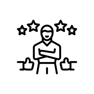 Black line icon for satisfied  clipart