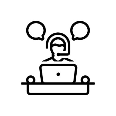 Çağrı merkezi için siyah satır simgesi