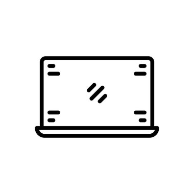 Black line icon for laptop clipart