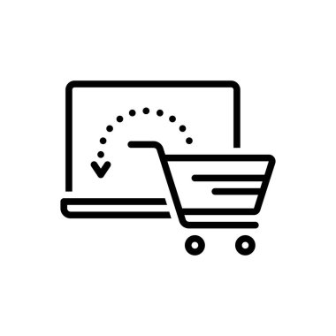 Çevrimiçi dükkan için siyah çizgi simgesi