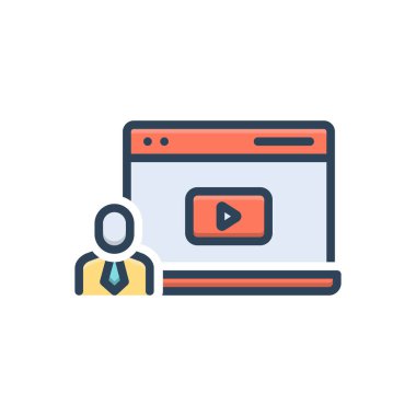 Çevrimiçi video için renk illüstrasyon simgesi