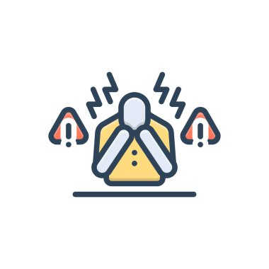 Color illustration icon for panic attack clipart