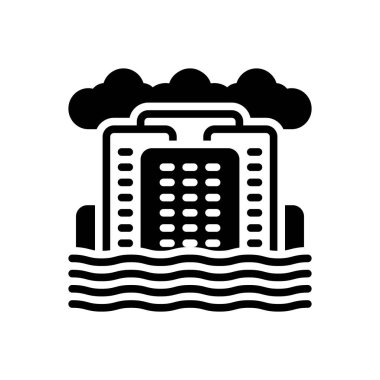 Deniz seviyesi yükselmesi için siyah katı simge