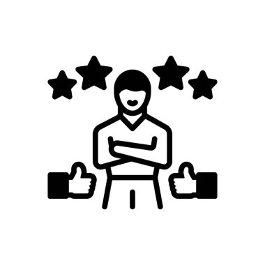 Black solid icon for satisfied  clipart