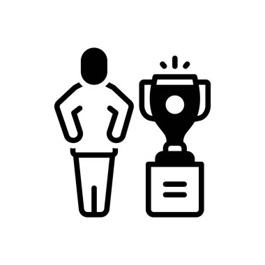 Black solid icon for winner  clipart