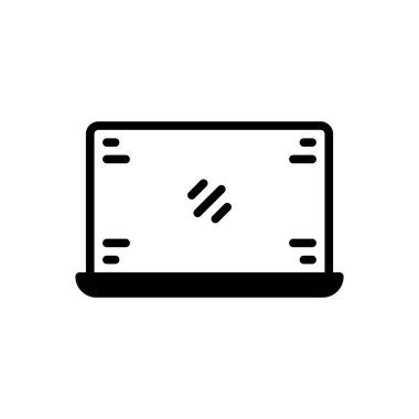 Black solid icon for laptop  clipart