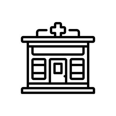 Eczane için siyah çizgi simgesi 