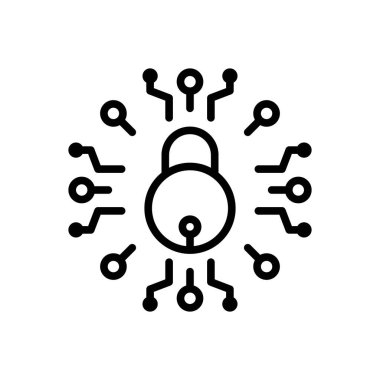 Güvenli ağ için siyah çizgi simgesi