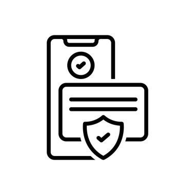 Güvenli ödeme için siyah çizgi simgesi