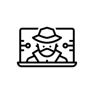 Siber suçlar için siyah çizgi simgesi