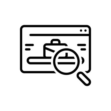 İş arama için siyah çizgi simgesi