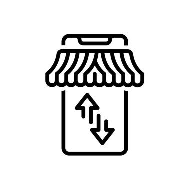 Satmak için siyah çizgi simgesi