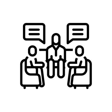 Black line icon for group talk