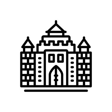 Black line icon for castle  clipart