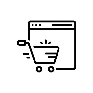 Çevrimiçi alışveriş için siyah çizgi simgesi