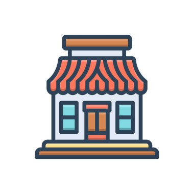 Dükkan için renk illüstrasyon simgesi 