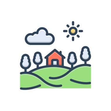 Köy için renk illüstrasyon simgesi 