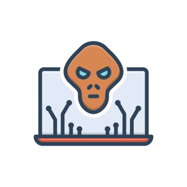 Siber saldırı için renk illüstrasyon simgesi