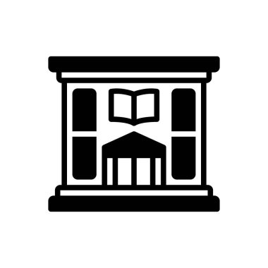 Kütüphane için siyah katı simge 