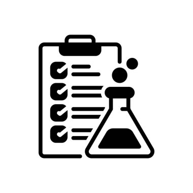 Laboratuar sonuçları için siyah katı simge