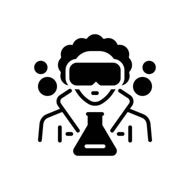 Bilim adamı için siyah katı simge 