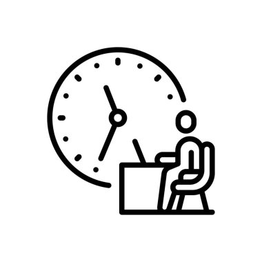 Black line icon for punctuality 