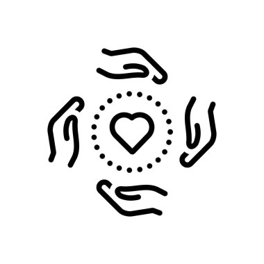 Hayırseverlik için siyah çizgi simgesi 