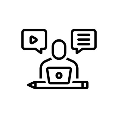 İçerik oluşturucu için siyah çizgi simgesi