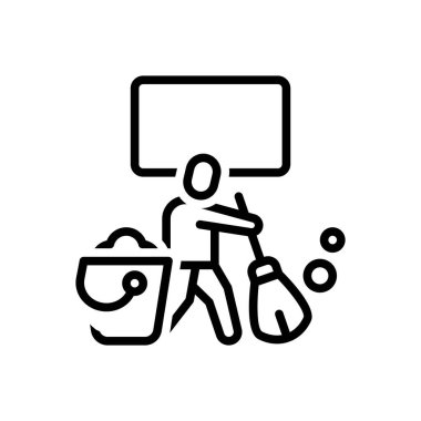 Temizlik için siyah çizgi simgesi 