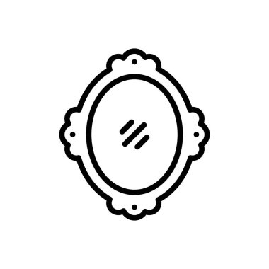 Ayna için siyah çizgi simgesi 