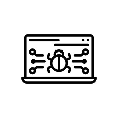 Kötü amaçlı yazılım için siyah çizgi simgesi 