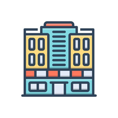 Otel için renk illüstrasyon simgesi 